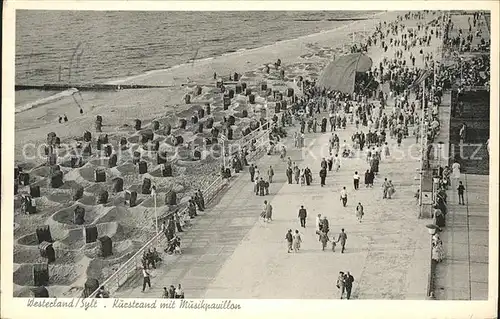 Westerland Sylt Kurstrand mit Musikpavillon Kat. Westerland