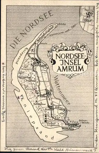Amrum Spezialkarte der Insel Amrun Kat. Nebel