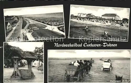 Duhnen Dorfbrunnen u.Strand mit Hotels Kat. Cuxhaven