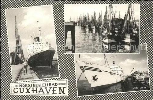 Cuxhaven Nordseebad Hafen u.Alte Liebe mit Schiffen Kat. Cuxhaven