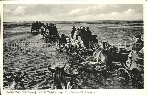 Sahlenburg Wattwagen auf der Fahrt zur Insel Neuwerk Kat. Cuxhaven