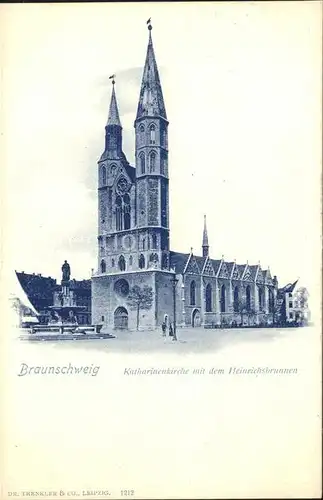 Braunschweig Katharinenkirche mit dem Heinrichsbrunnen Kat. Braunschweig