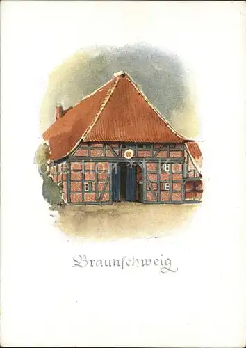 Braunschweig Bauernhaus nach einem Aquarell von D.Nettelhorft Kat. Braunschweig