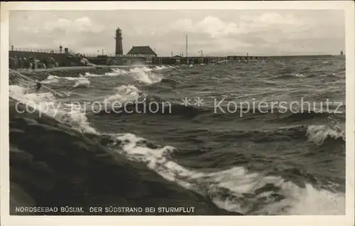 Buesum Nordseebad Suedstrand bei Sturmflut Kat. Buesum