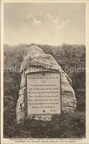 Westerland Sylt Gedenkstein auf dem Friedhof der Heimatlosen  Kat. Westerland