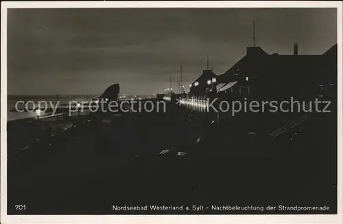 Westerland Sylt Strandpromenade bei Nacht Kat. Westerland