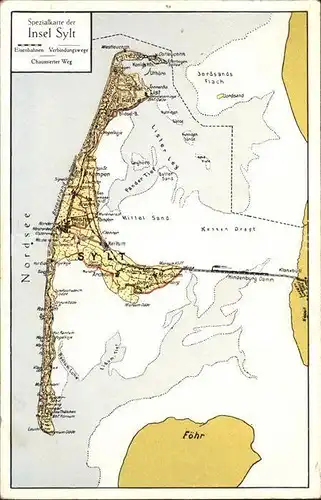 Insel Sylt Lankkarte Hindenburgdamm  Kat. Westerland