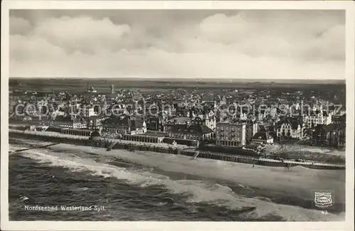 Westerland Sylt Fliegeraufnahme Strand Haeuser Kat. Westerland