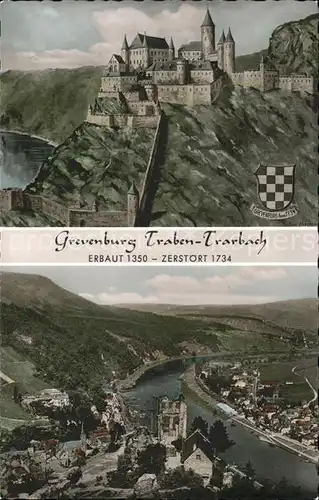 Traben Trarbach Grevenburg Wappen Moselpanorama Kat. Traben Trarbach