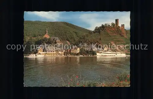 Beilstein Mosel Moselpanorama mit Burg Schiffe Kat. Beilstein