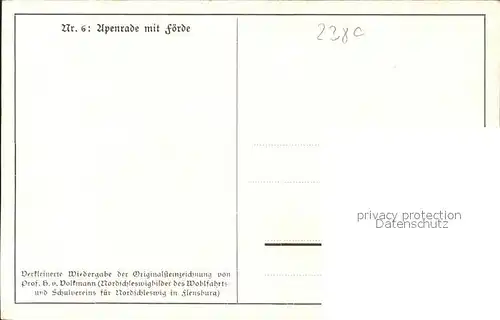 Schleswig Holstein Upenrade Foerde Kuenstlerkarte Nr. 6 / Schleswig /Schleswig-Flensburg LKR