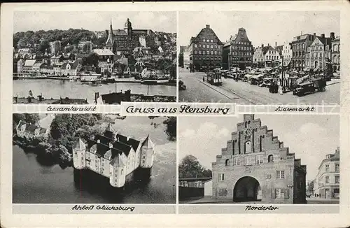 Flensburg Aidermarkt Nordtor Schloss Gluecksburg Fliegeraufnahme Kat. Flensburg