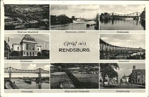Rendsburg Jungfernstieg Hochbruecke Drehbruecke Stadttheater Kat. Rendsburg