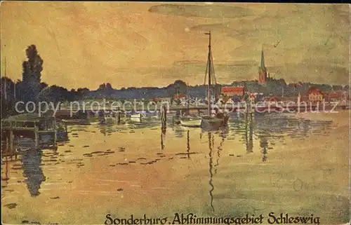 Schleswig Holstein Sonderburg Abendstimmung Kuenstlerkarte / Schleswig /Schleswig-Flensburg LKR