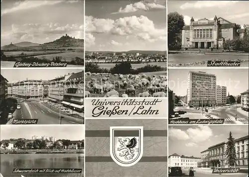 Giessen Lahn Wappen Ludwigsplatz Universitaet Stadttheater Kat. Giessen