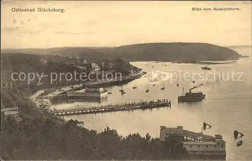 Gluecksburg Ostseebad Aussichtssturm Hafen Dampfschiff Kat. Gluecksburg (Ostsee)