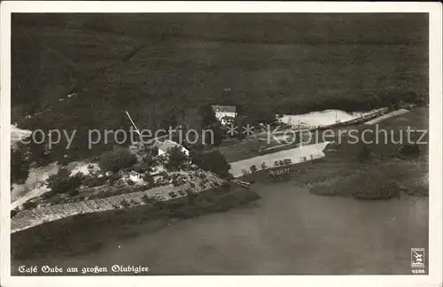 Wendisch Rietz Luftaufnahme vom Cafe Gube am grossen Glubigsee (Bahnpoststempel) Kat. Wendisch Rietz