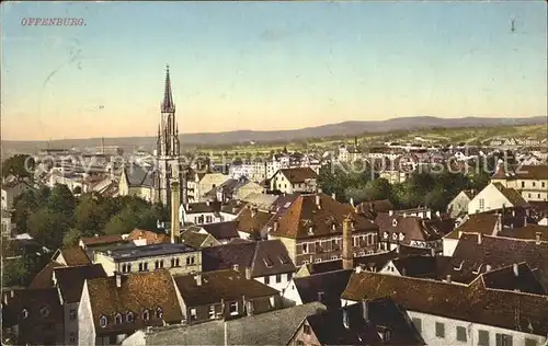 Offenburg Ortsansicht mit Kirche Kat. Offenburg