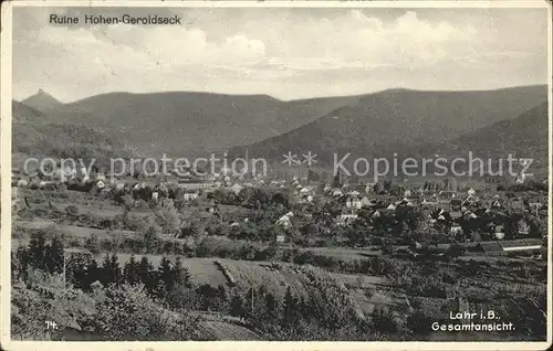 Lahr Schwarzwald Gesamtansicht mit Burgruine Hohengeroldseck Kat. Lahr