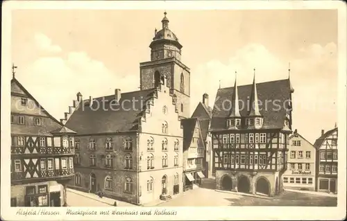 Alsfeld Alt Alsfeld Marktplatz Weinhaus Rathaus Fachwerkhaus Kat. Alsfeld