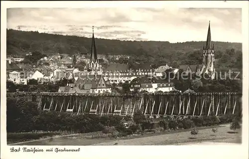 Bad Nauheim Ortsansicht mit Gradierwerk und Kirchen Kat. Bad Nauheim