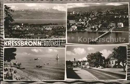 Kressbronn Bodensee Gesamtansicht mit Schweizer Alpen Landungssteg Strand Strassenpartie / Kressbronn am Bodensee /Bodenseekreis LKR