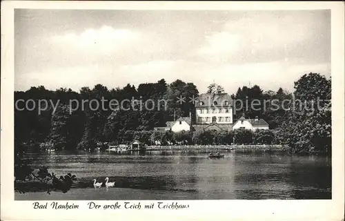 Bad Nauheim Grosse Teich mit Teichhaus Schwan Kat. Bad Nauheim