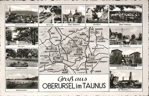 Oberursel Taunus und Umgebung Sehenswuerdigkeiten Gebietskarte / Oberursel (Taunus) /Hochtaunuskreis LKR