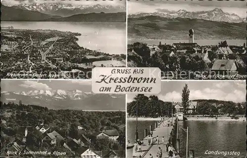Kressbronn Bodensee Panorama mit Alpen Hotel Restaurant Sonnenhof Landungssteg / Kressbronn am Bodensee /Bodenseekreis LKR