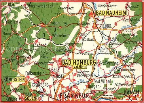 Bad Nauheim und Umgebung Gebietskarte Kat. Bad Nauheim