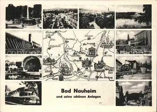 Bad Nauheim und seine schoene Anlagen Gebietskarte Kat. Bad Nauheim