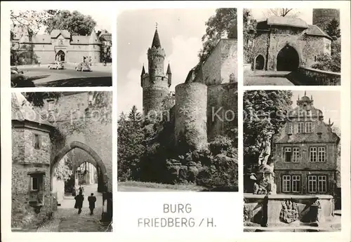 Friedberg Hessen Teilansichten Burg Brunnen Skulptur Kat. Friedberg (Hessen)