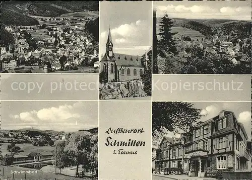 Schmitten Taunus Gesamtansicht Kirche Schwimmbad Kurhaus Ochs Kat. Schmitten