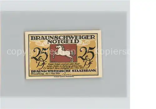 Braunschweig 25 Pfennig Gutschein Pferd Kurhaus Bad Harzburg Kat. Braunschweig