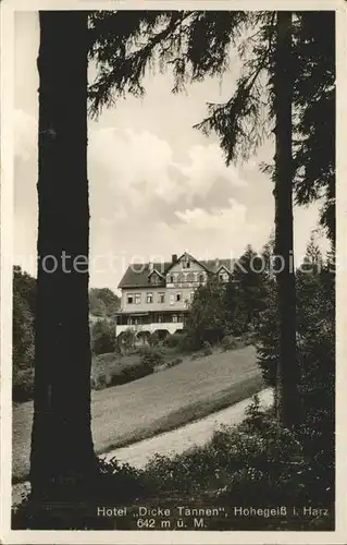 Hohegeiss Harz Hotel Dicke Tanne Kat. Braunlage