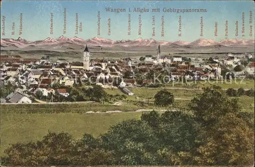 Wangen Allgaeu Gebirgspanorama Kat. Wangen im Allgaeu