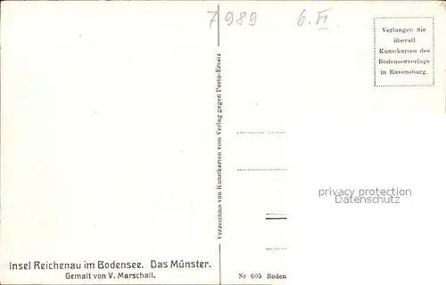 Reichenau Bodensee Kuenstlerkarte V. Marschall Kat. Reichenau