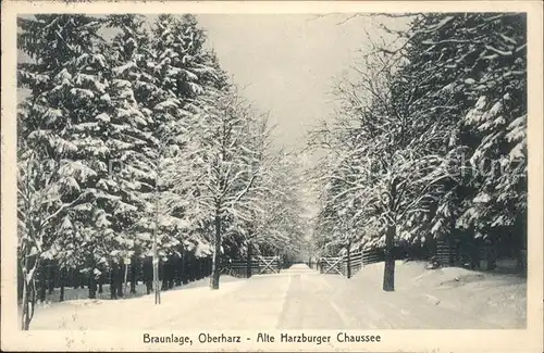 Braunlage Alte Harzburger Chaussee im Schnee Kat. Braunlage Harz