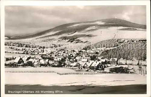 Braunlage Gesamtansicht im Winter mit Wurmberg Kat. Braunlage Harz