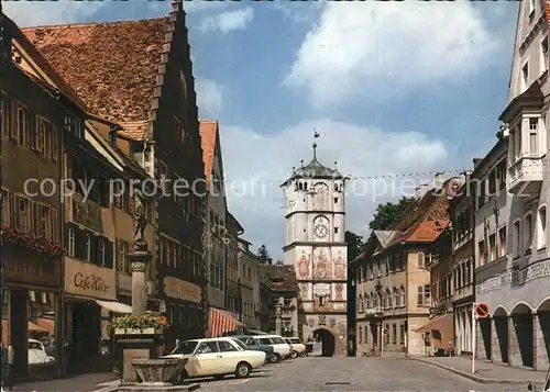 Wangen Allgaeu Strassenansicht mit Cafe Hoelz Kat. Wangen im Allgaeu