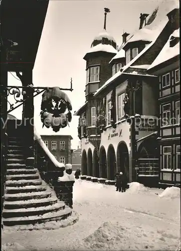 Goslar Freitreppe zum Rathaus u.Hotel Kaiserworth Kat. Goslar