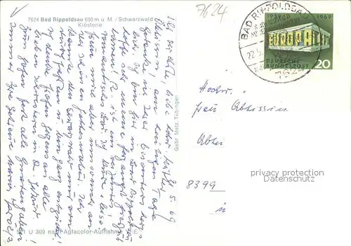 Bad Rippoldsau Schwarzwald Ansicht mit Kloesterle (Stempel) Kat. Bad Rippoldsau Schapbach