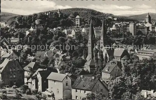 Siegen Westfalen vom Giersberg mit Oberem Schloss Nikolaikirche und Michaelkirche / Siegen /Siegen-Wittgenstein LKR