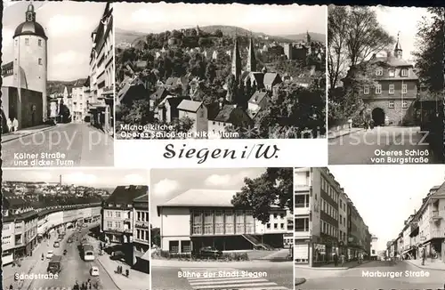 Siegen Westfalen Koelner Str Dicker Turm Ortsansicht Oberes Schloss Sandstr Buehne der Stadt Marburger Str / Siegen /Siegen-Wittgenstein LKR