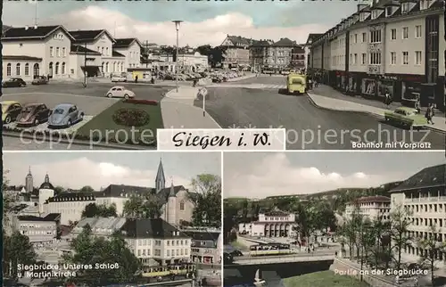 Siegen Westfalen Bahnhof Vorplatz Siegbruecke Unteres Schloss Martinikirche / Siegen /Siegen-Wittgenstein LKR