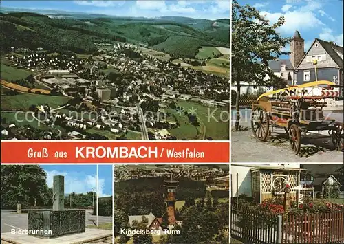 Krombach Westfalen Fliegeraufnahme Alter Feuerwehrwagen Bierbrunnen Kindelsberg Turm Kat. Kreuztal