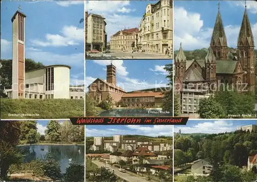 Iserlohn Dreifaltigkeitskirche Unnaer Platz Erloeserkirche Aloysiuskirche Rupenteich Im Lau Danzturm Kat. Iserlohn