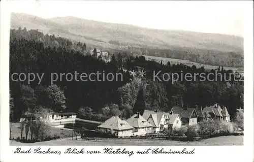 Bad Sachsa Harz Blick vom Warteberg mit Schwimmbad Kat. Bad Sachsa