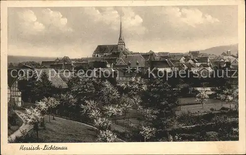 Hessisch Lichtenau Ortsansicht mit Kirche Kat. Hessisch Lichtenau