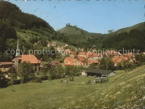 Sieber Ortsansicht mit Kirche Hoehenluftkurort Kat. Herzberg am Harz